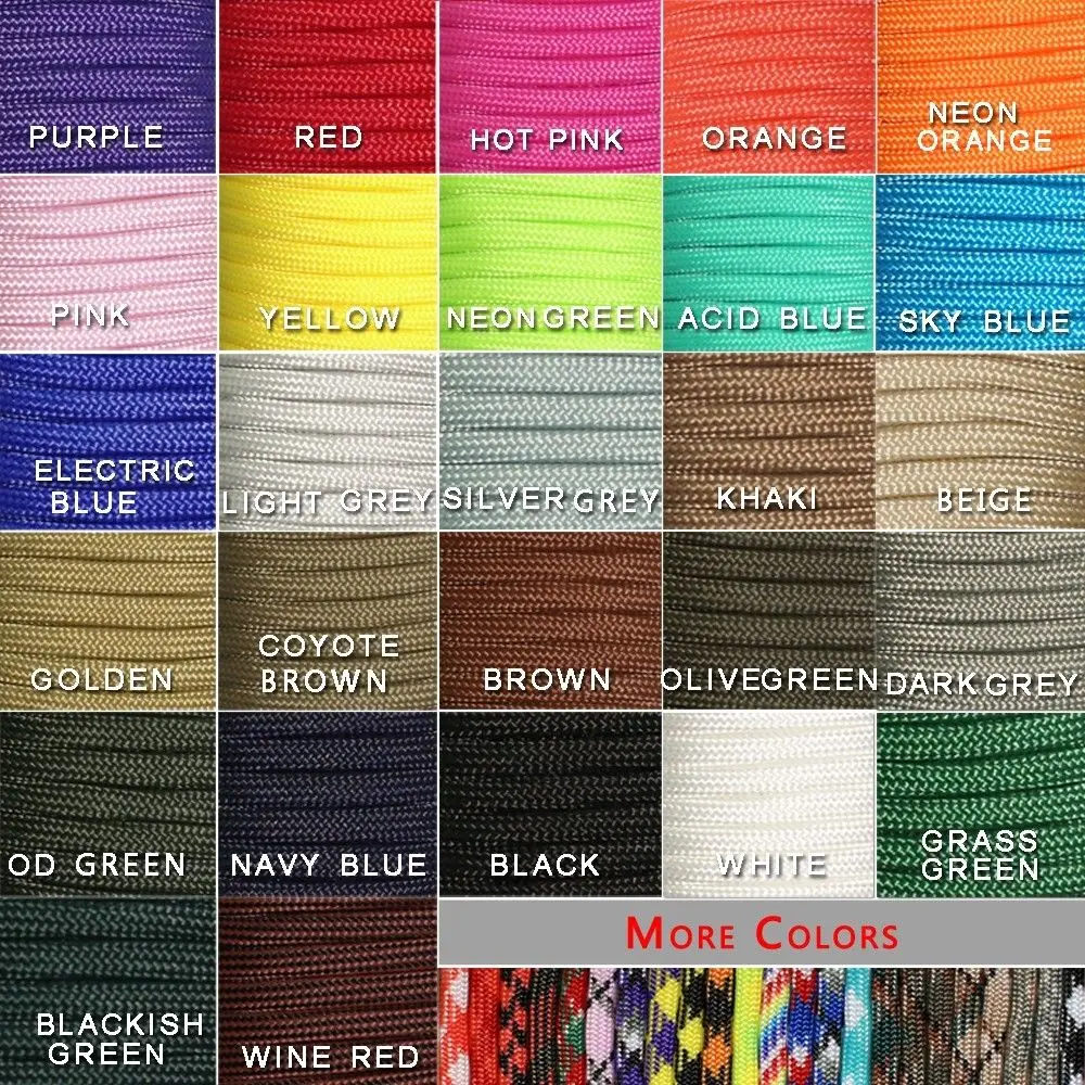 1pcs 100FT 27 Colors 550 Paracord Parachute Cord Lanyard Mil Spec Type III 7 Strand Core for Survival kit Buckle Bracelet