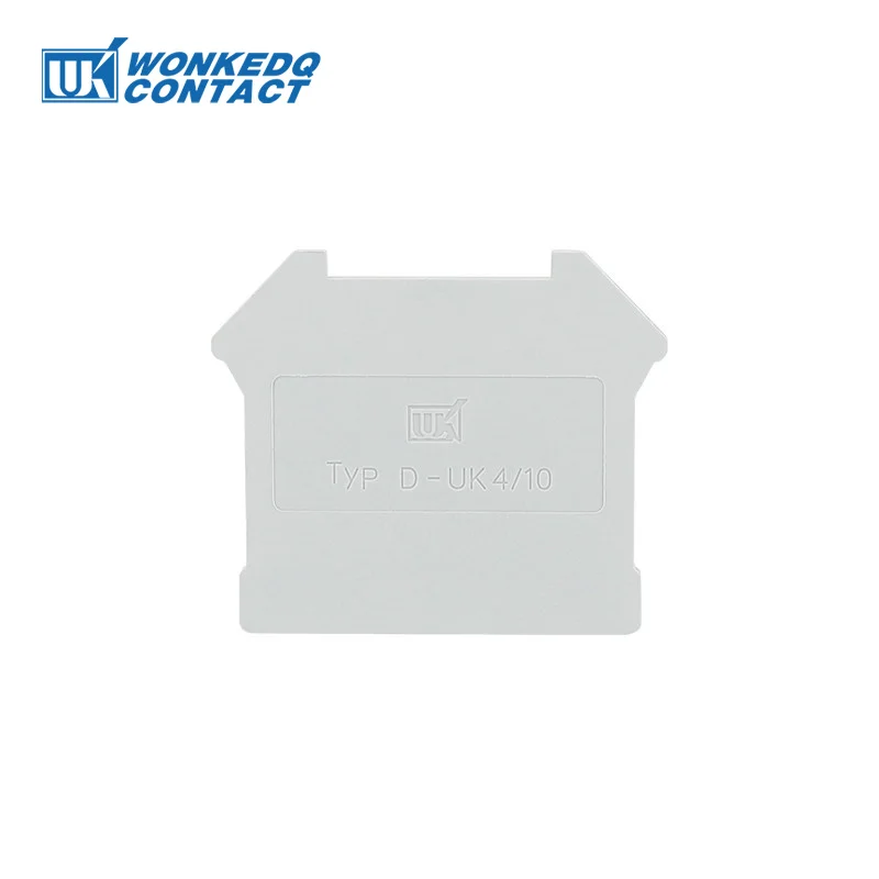 1Pc D-UK4/10 End Cover For UK 3/5/6/10/25 UIK16 Wire Connector Din Rail Terminal Block D-UK 4/10 End Barrier Plate Separation