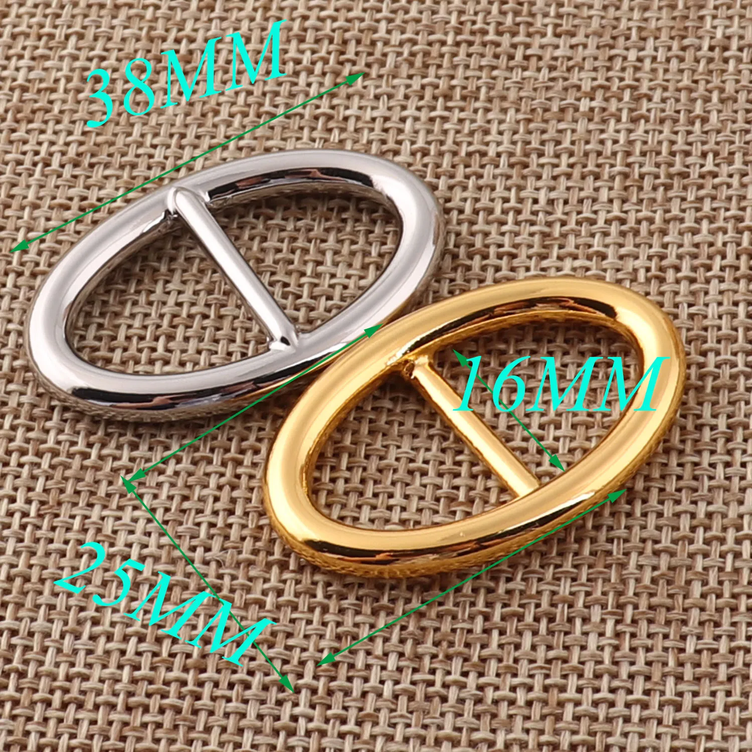 10 pcs oval Slide Buckles 16mm Silver/Gold Belt Purse Buckles Strap Fasteners Adjuster Buckles,Bag Luggage Straps Bag buckles