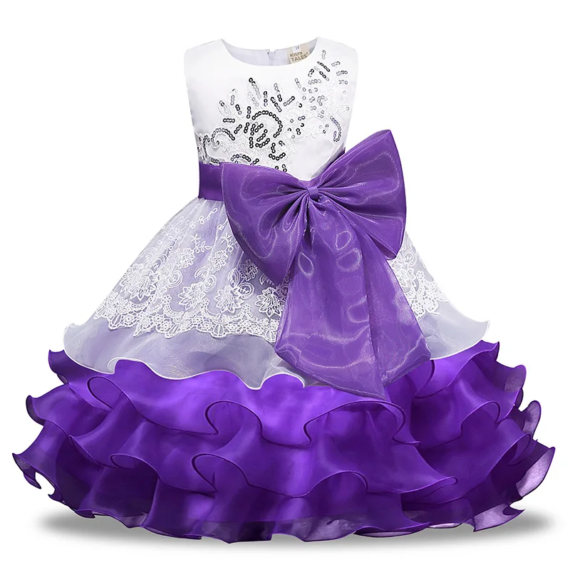 Hooyi Flower Girl Wedding Dress Girls Princess Dress Tulle Lace Sleeveless Pleated Robe Bow Belt Formal Pageant Bridesmaid Cloth
