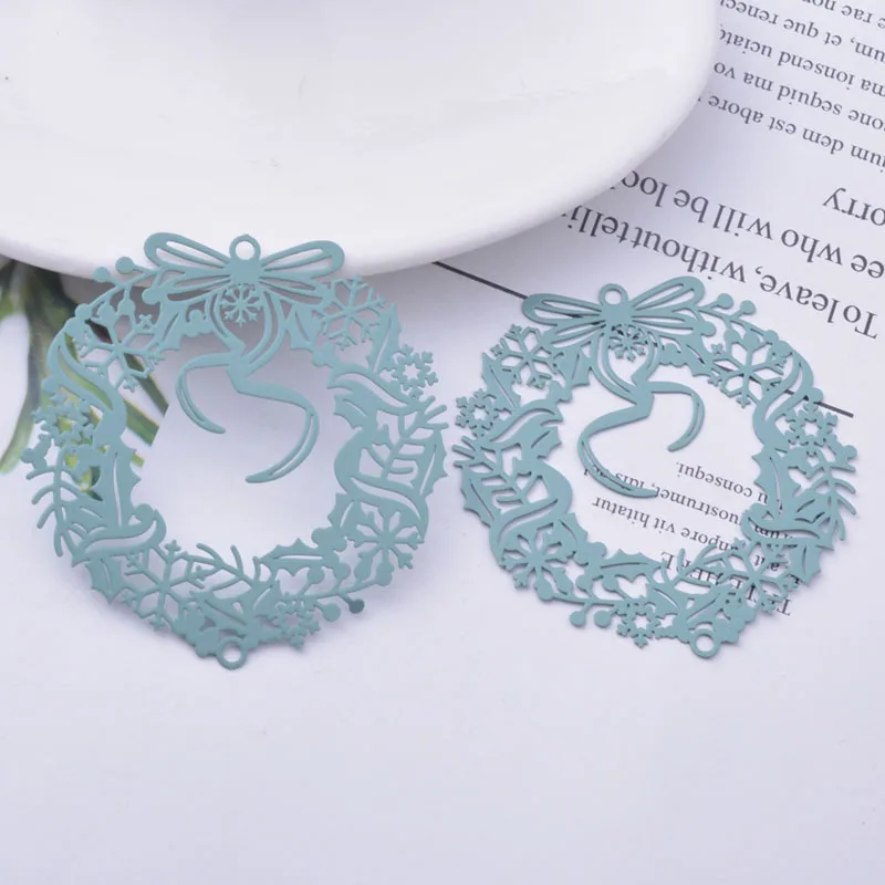 20 Stück AB6712 49*48mm Messing Weihnachtskranz Anhänger Verbinder Silberfarben Anhänger DIY Schmuck Ohrring Zubehör – Detail 9