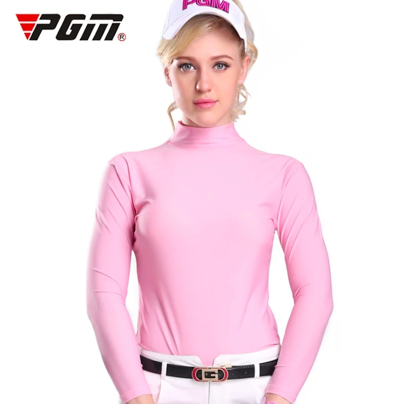 

PGM Golf Lady Ice Silk Bottoming Shirt Summer Sunscreen Women Long Sleeve T-shirt Cool Cotton Clothes Breathable YF001