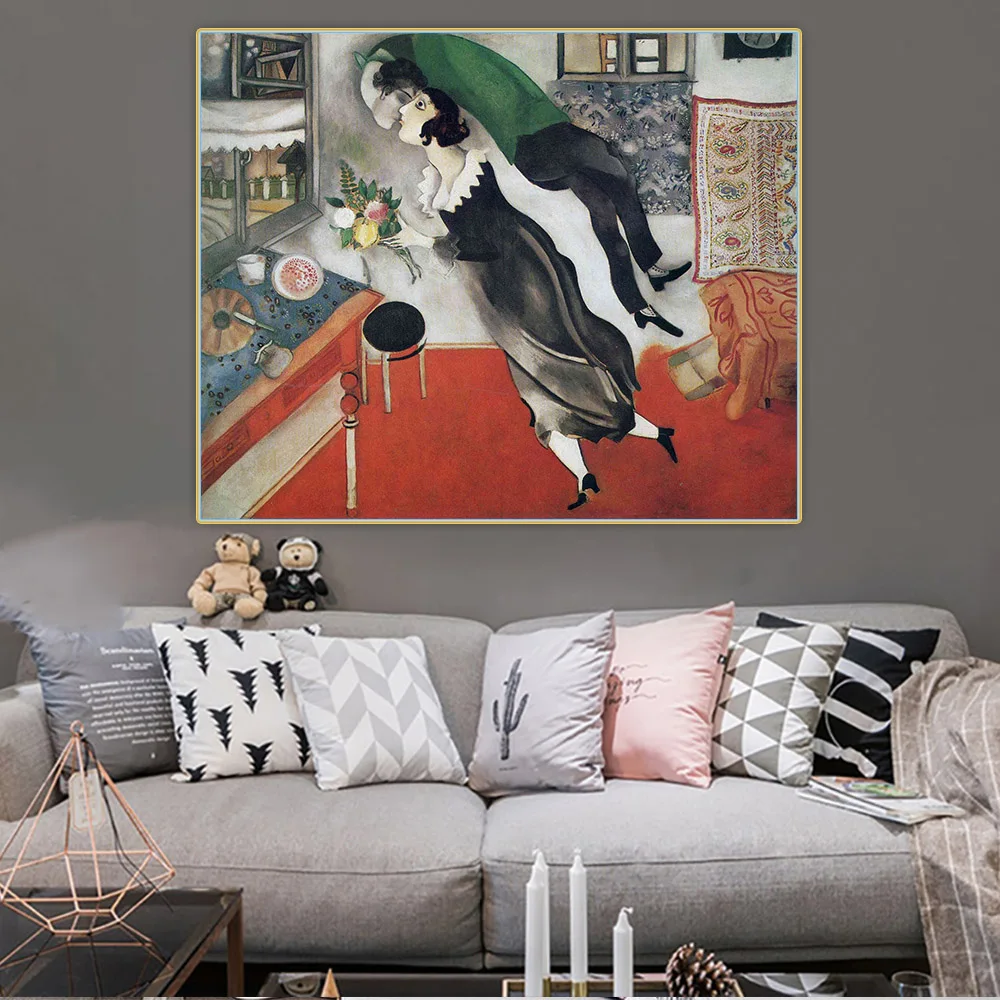 سيتون مارك شاجال 《عيد الميلاد》 لوحة زيتية فنية قماشية عمل فني شهير ملصق صورة جدار خلفية ديكور ديكور المنزل #4