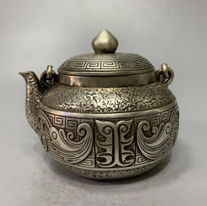 

China White copper archaize teapot crafts statue