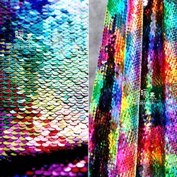 Embroidered Sequins Fabric Multicolour Fish Scales DIY Party Decor Props Mermaid Skirts Dress Stage Clothes Designer Fabric