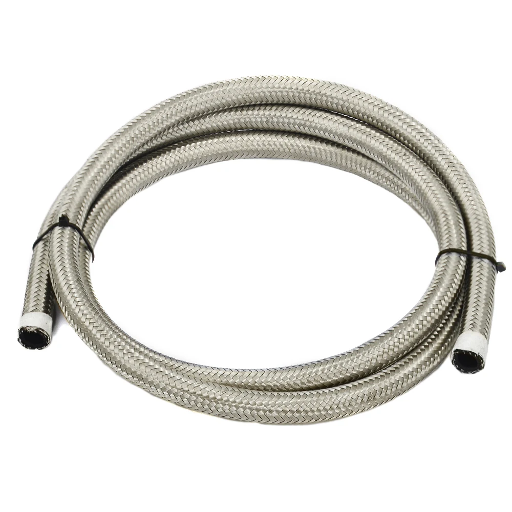 Universal 6M AN Racing Fuel Hose Stainless Steel Braided  Brake Fuel Oil Line AN6 AN8 AN10 Hose Pipe Silver