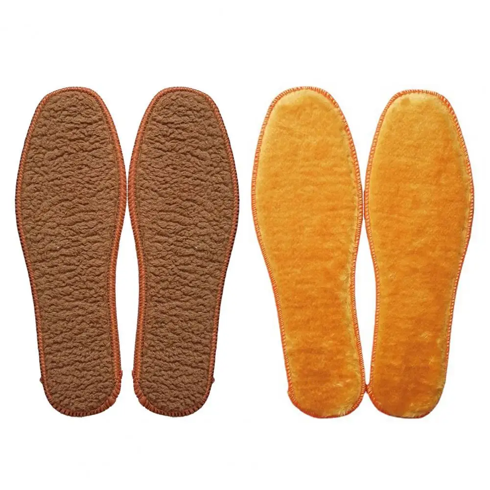 1 Pair Height Increasing Insoles Thermal Deodorize Faux Fur Wool Soft Sweat-absorbing Unisex Warm Shoe Pad for Winter