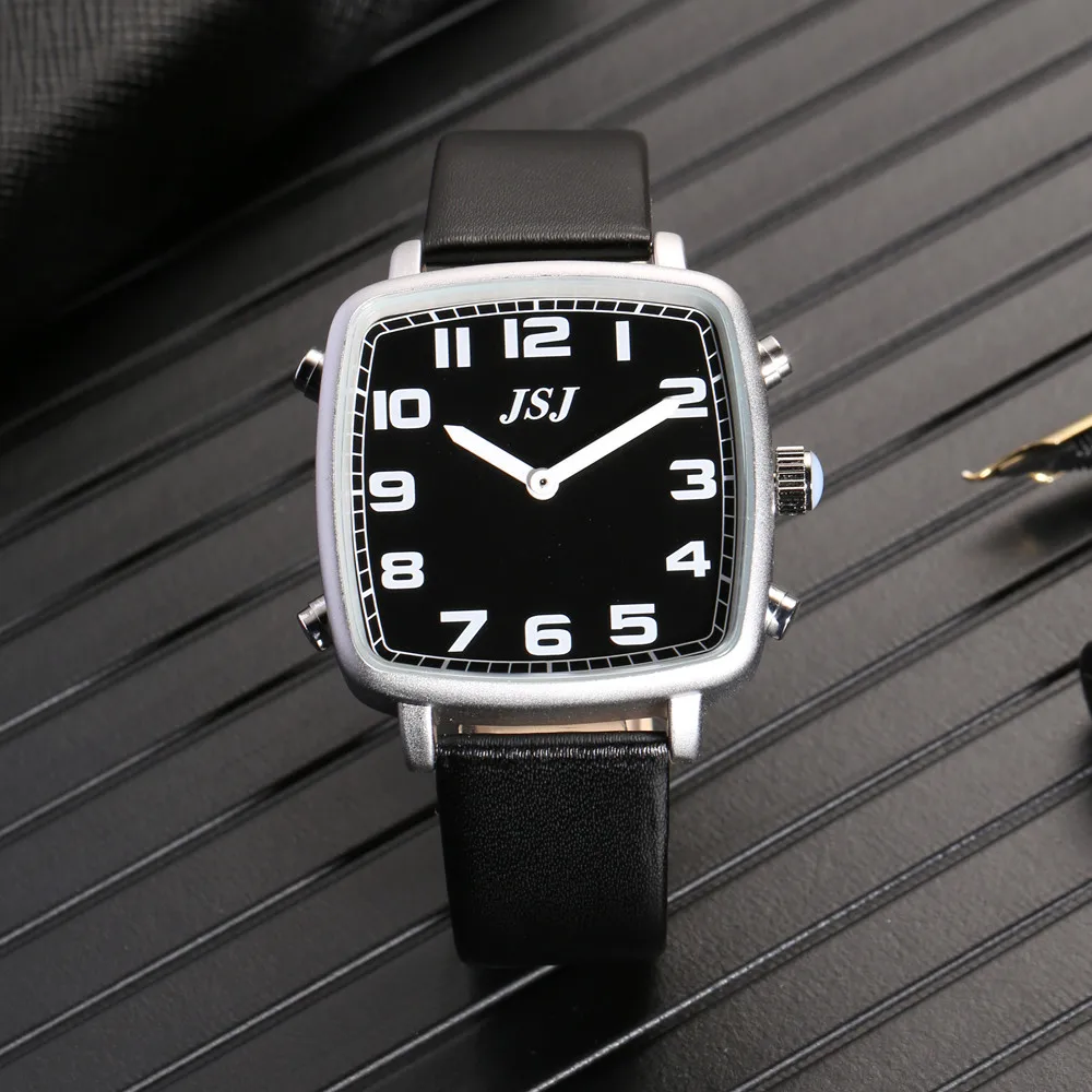 Square Spanish Talking Watch with Alarm,Black Dial TSSB-18S