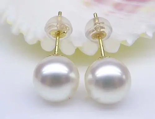 

Top Quality AAAA REAL ROUND 10-11MM SOUTH SEA WHITE PEARL 18k gold EARRINGS