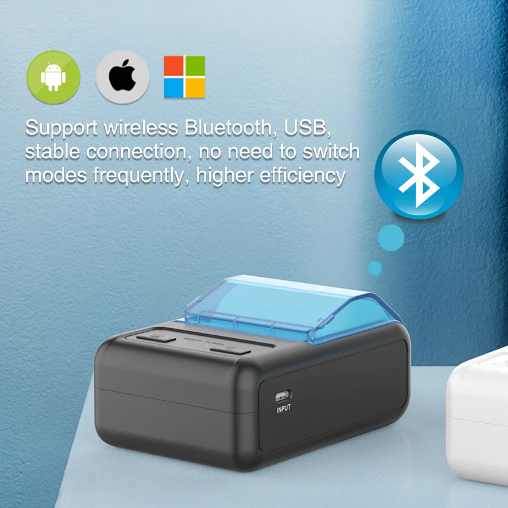 Waterproof Industrial Bluetooth 2 Inch Mini Printer Anti Fall Wireless Bluetooth USB 58mm Ticket Printer For Supermarket Jewelry