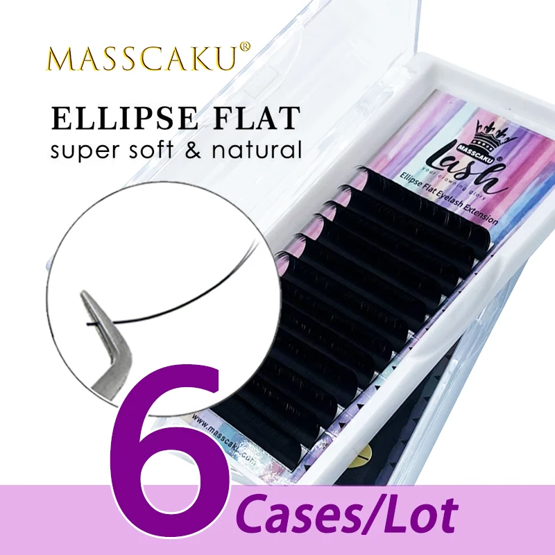 

6cases/lot High-quality c/d curl faux mink softer false matte volume lashes ellipse flat eyelashes for individual lashes makeup