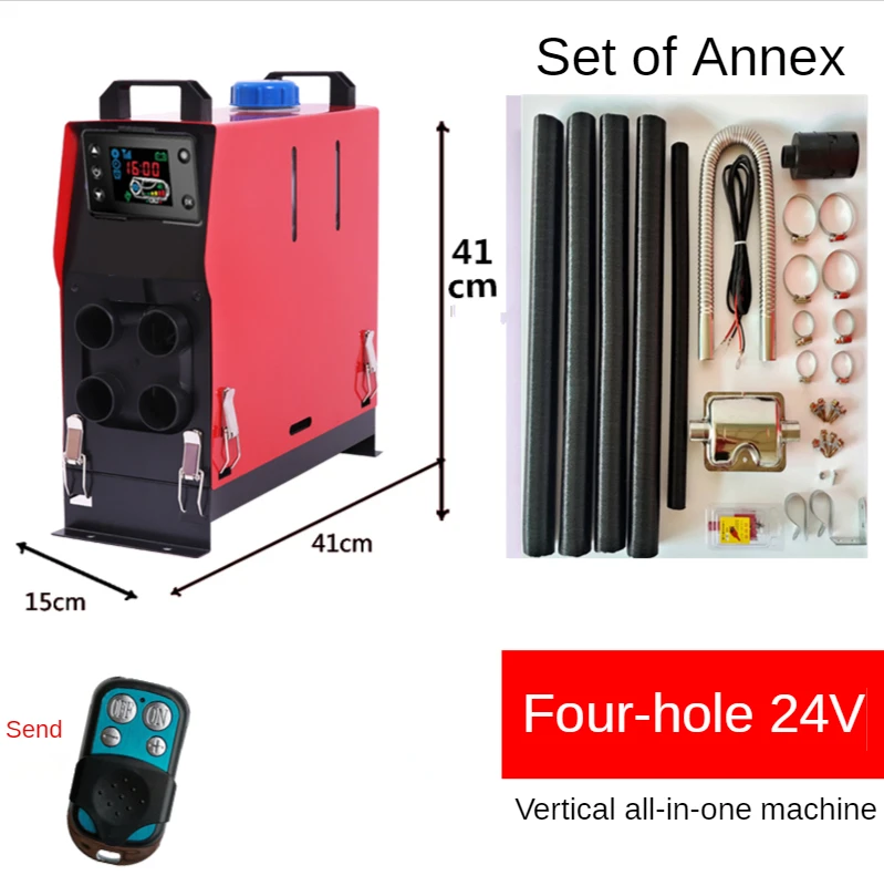 5kw Diesel Air Heater All in One 12V/24V Diesel Parking Heater 4 Holes Diesel Heater Muffler with Blue LCD Monitor