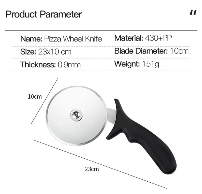 PizzAtHome Stainless Steel Pizza Cutter Pizza Knife Smooth Rotating Pizza Slicer Wheel Round Knife Pasta Cutter Baking Tools