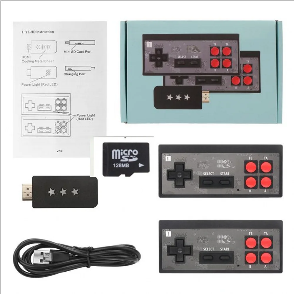 USB Wireless Handheld TV Video Game Console Build In 818 NES 8 Bit HDMI-compatible Retro Game Console Dual Gamepa