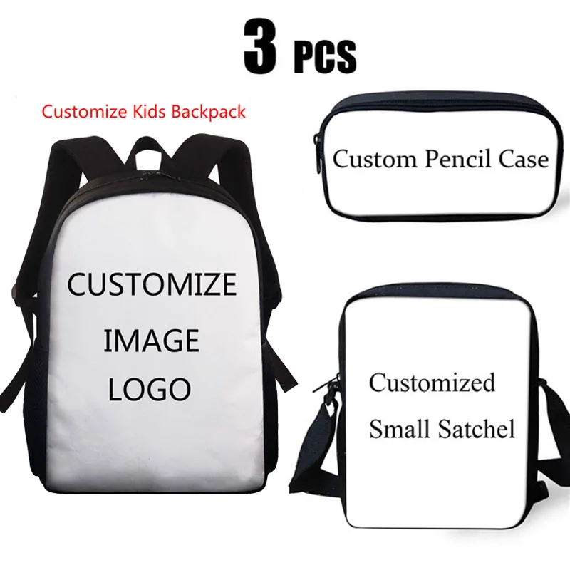 Kids Backpack Custom Your Image Print School Bag Set For Teenager Children Girls Boys Bookbag Satchel Schoolbag Mochila Escolar