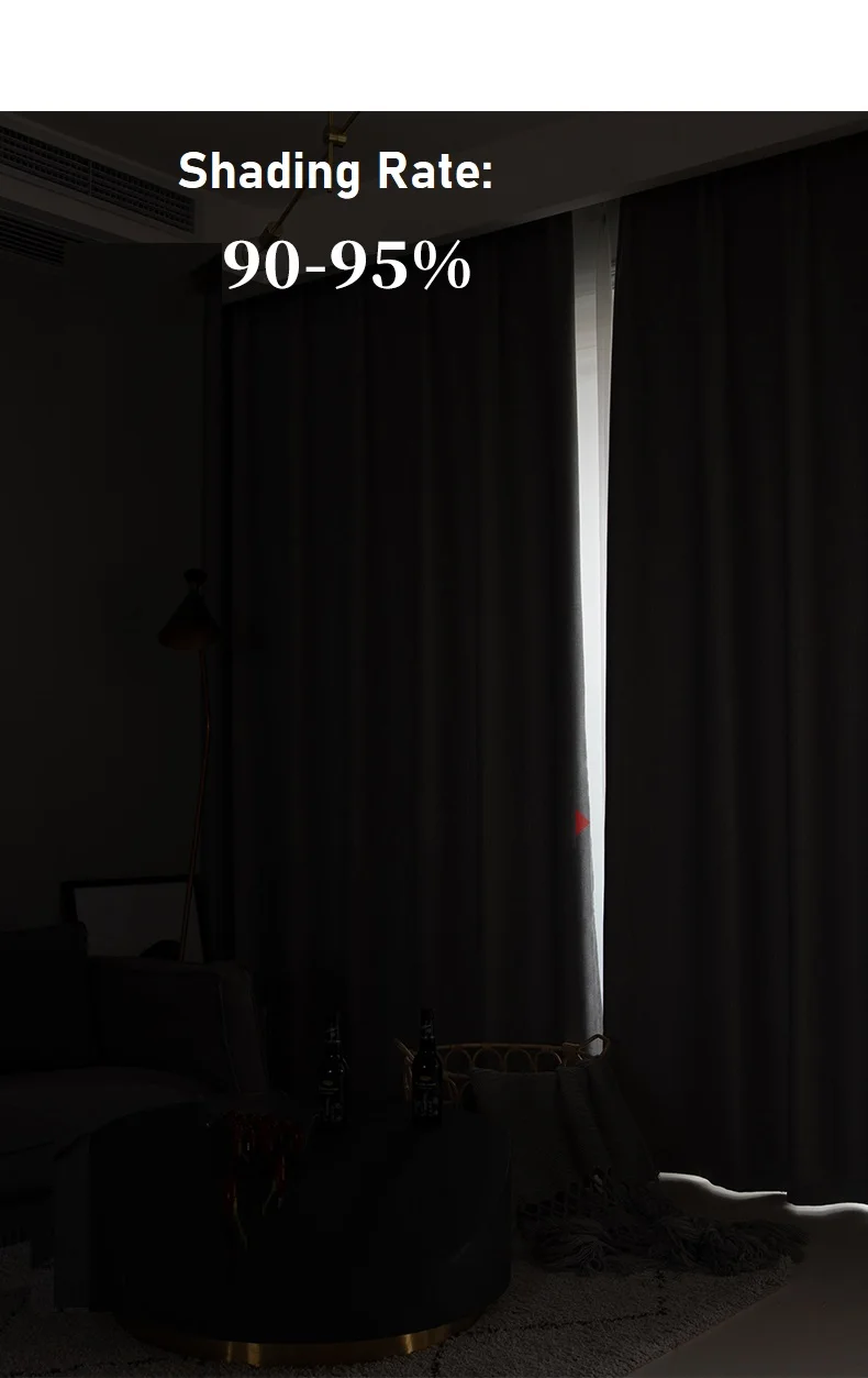 Luxury Blackout Grey Curtains for Living Room, Thickened Wrinkled Cream White Shading Curtain, Heat Insulation Window Drapes