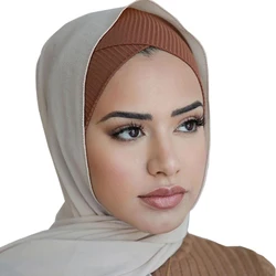 Turbante elástico de algodón para mujer, Hijab musulmán interior, pañuelo islámico para la cabeza, 2022