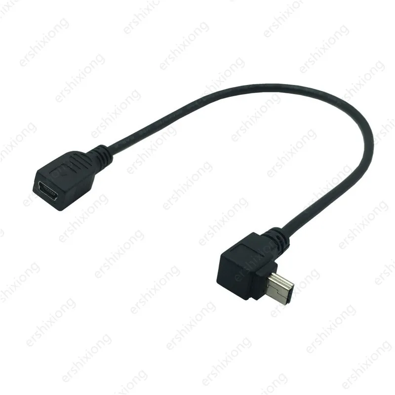 Mini przedłużacz USB 5Pin wtyk męski do żeńskie gniazdo Adapter danych kabel przewodzący w górę/w dół/w lewo/pod kątem 90 stopni przewód 25cm