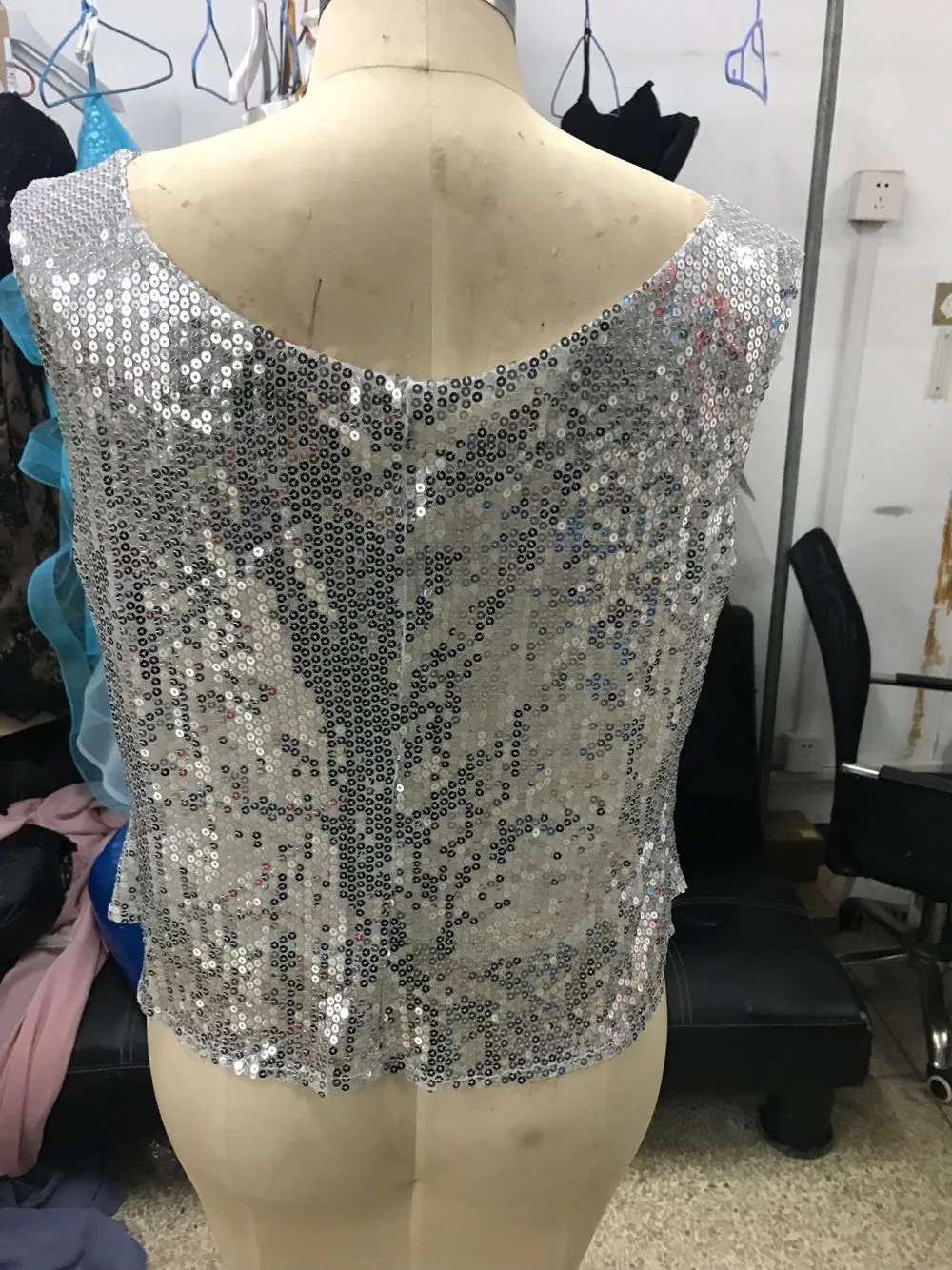 Foto real Vestidos para madre de la novia Elegante gasa con lentejuelas 2 piezas Tallas grandes para vestido de invitados de fiesta de boda con chaqueta 2025