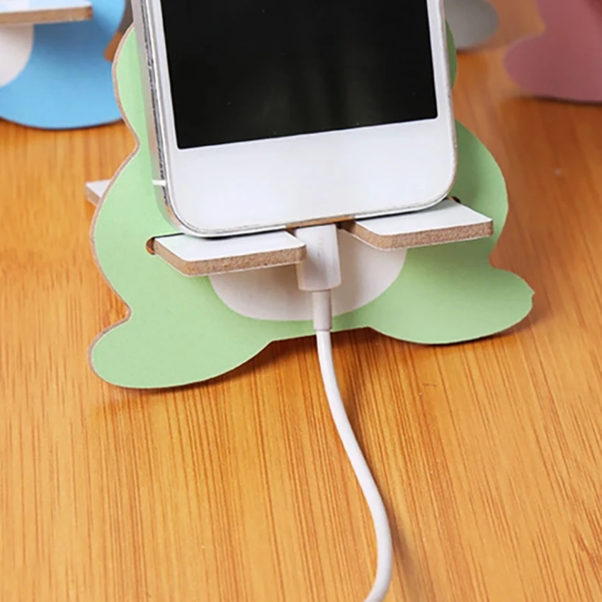 1PC Wooden Portable Tablet Phone Stand Removable Holder Cute Animal Rabbit Puppy Bear Desktop Support for Phones