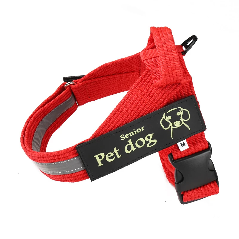 Black Red Blue Light Weight Reflective Pet Dog Harness With Letter Stickers No Pull Adjustable Nylon Harness For Large Dogs image 4