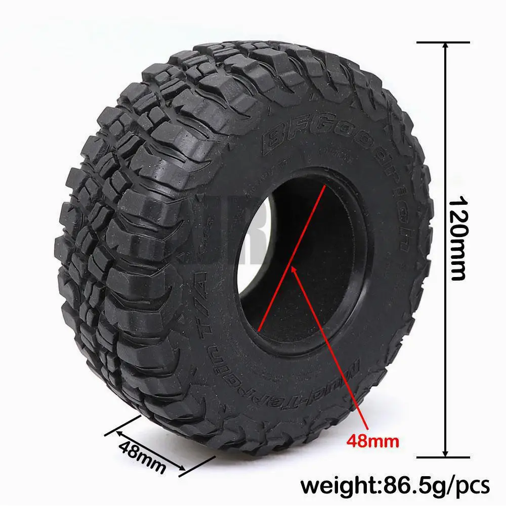 Ajrc 2.2-inch 120mm Rubber Tires For 1/10 Rock Track Redcat Scx10 Ii Axial 90046 90047 Trx-4 Rc4wd D90 D110 Trx-6 G63 Rc Car