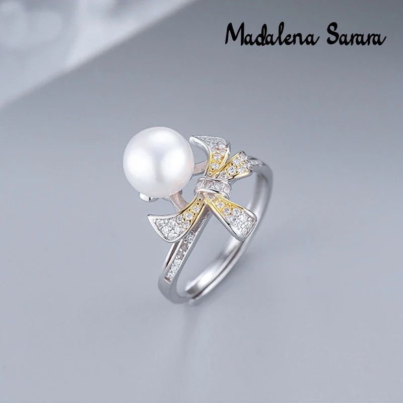 MADALENA SARARA AAA 9-10mm Freshwater Pearl S925 Sterling Silver Knot Ring Customizable MD-SP1015