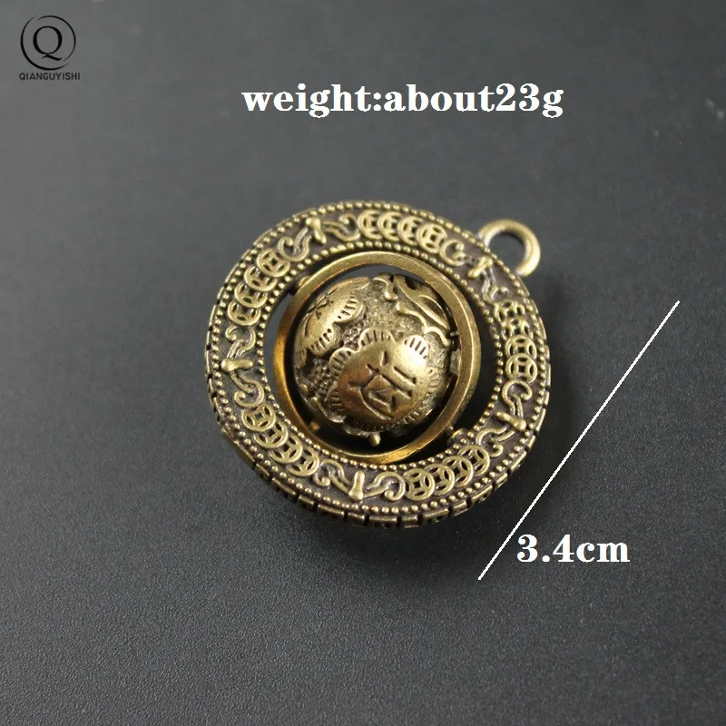 Chinese Characters Blessing Globe Keychain Fashion Rotating Money Lucky Copper Ball Keychain Jewelry For Men Women Birthday Gift