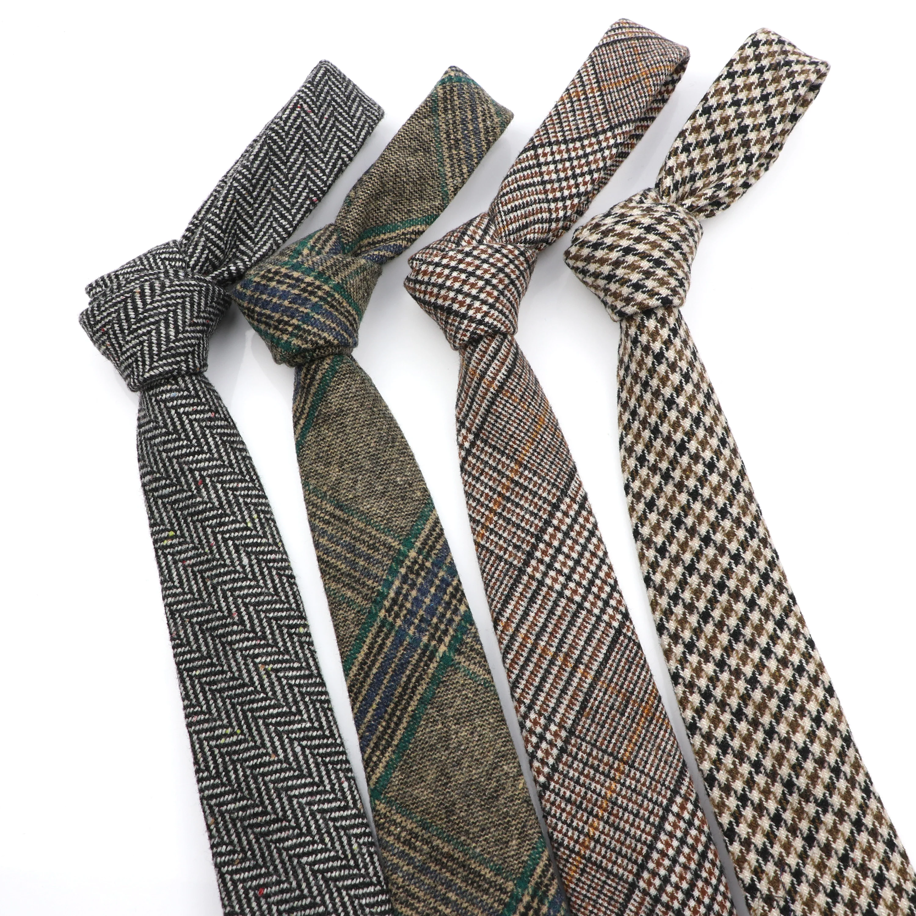 2021 New Fashion Men's Wool Necktie Skinny  Narrow Comfortable Tie Casual England Cravat 7cm Width For Wedding Party Man's Gift