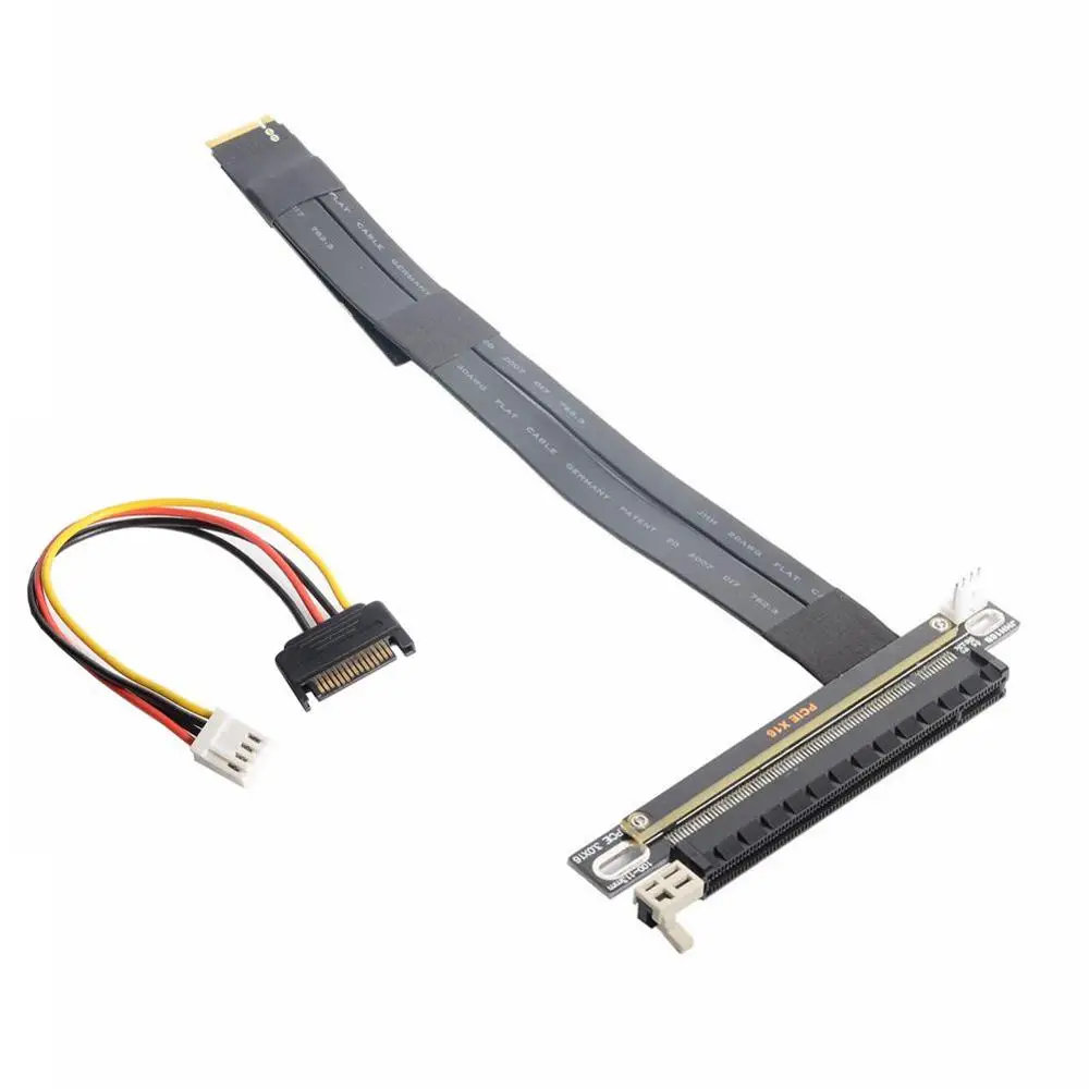 

PCI-E 3.0 16X to M.2 NVMe M-Key SSD Adapter Extension Cable 10cm - 100cm with 4Pin Power Connector