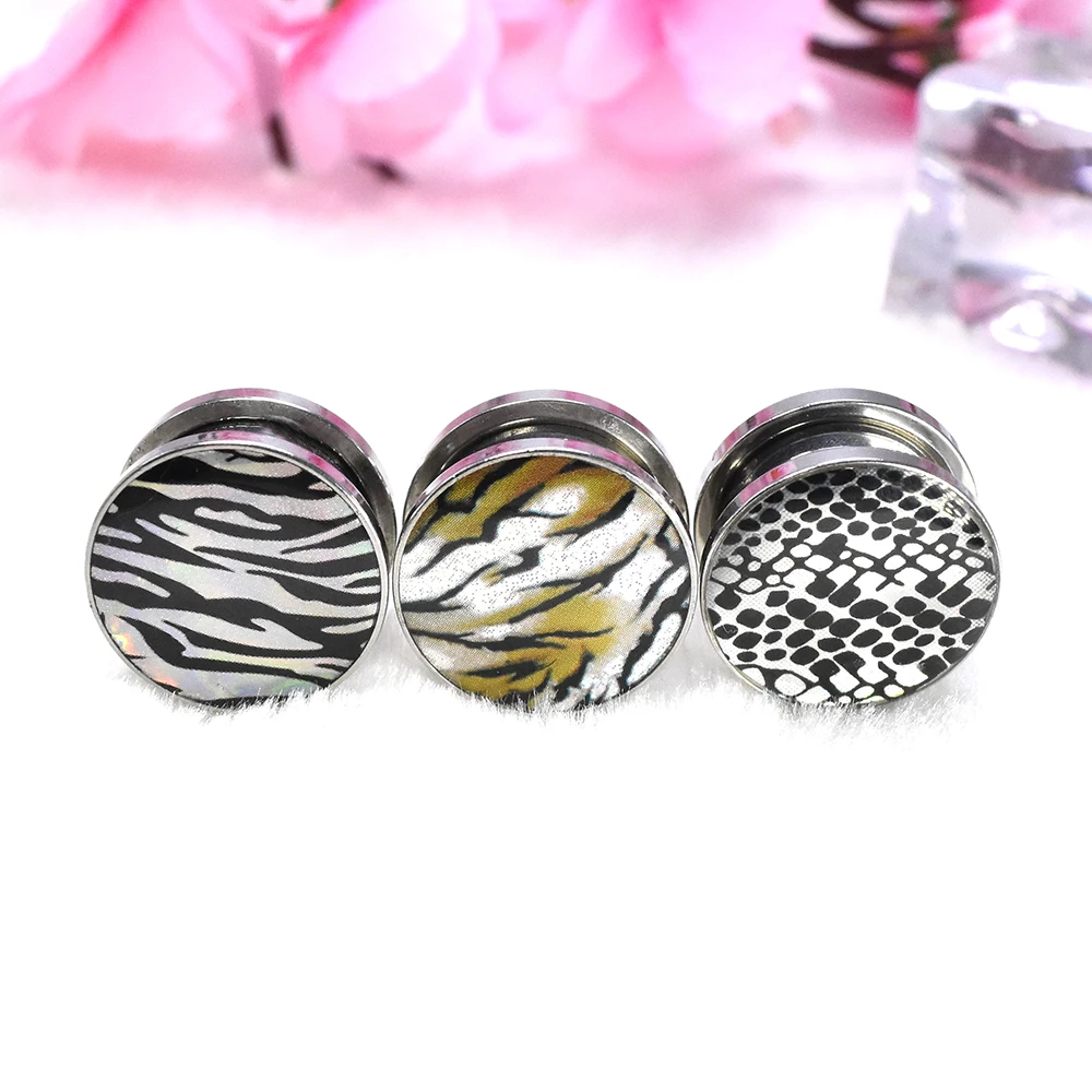 Sexy Tiger Stripes Design Ear Gauges Tunnels and Plug Stainless Steel Ear Expander Studs Stretching Body Piercing Jewelry 6-30mm