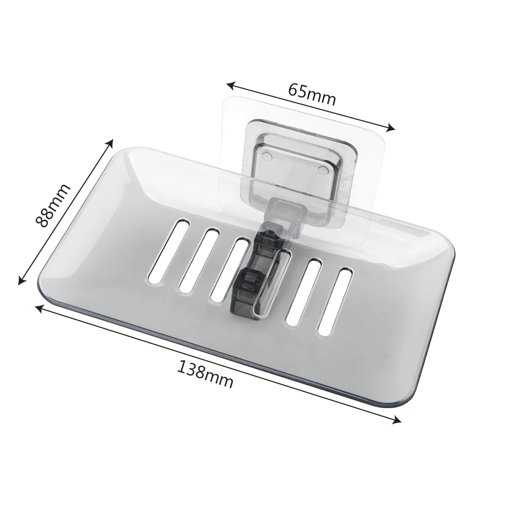 Soap Dish Case Plastic Holder Suction Cup Bathroom Tray Accessories Soap Box Dish Storage Plate Drain Soap Box Storage Rack