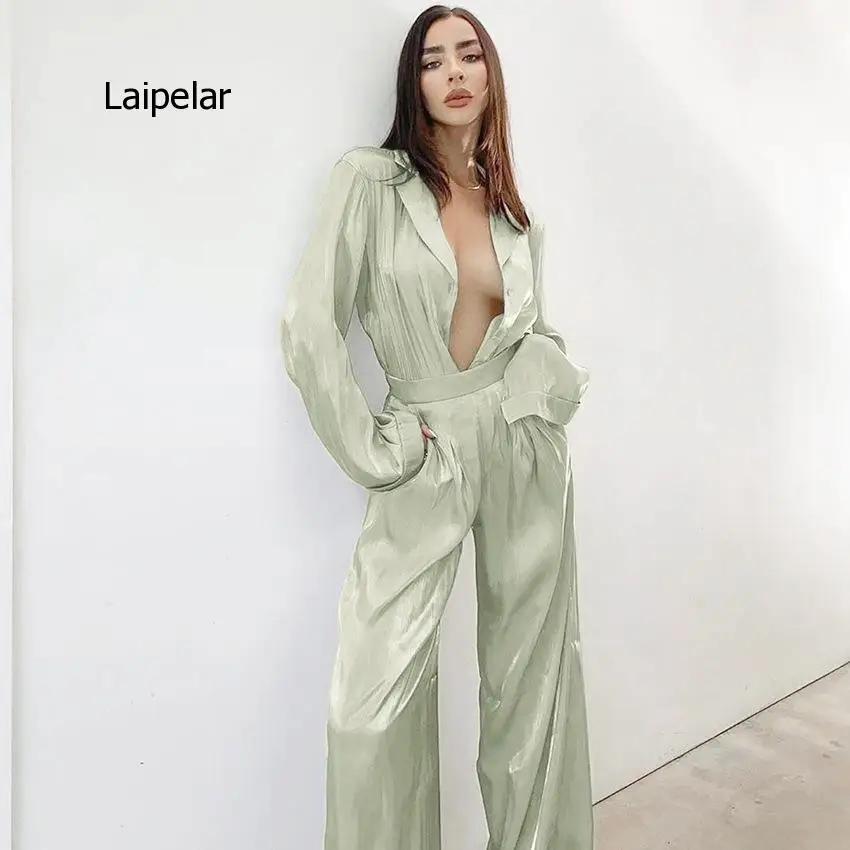 Green Vintage Two Piece Sets Women Autumn Sets of Elegant Woman Long Sleeve Top and High Waist Pants 2 Piece Set Female