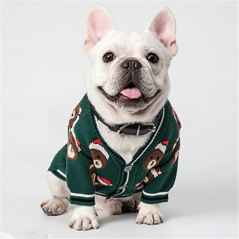 Christmas Cardigan for Dog and Cat Winter Sweater Puppy Yorkie Poodle Pomeranian Schnauzer Pug French Bulldog Pet Coat New Year