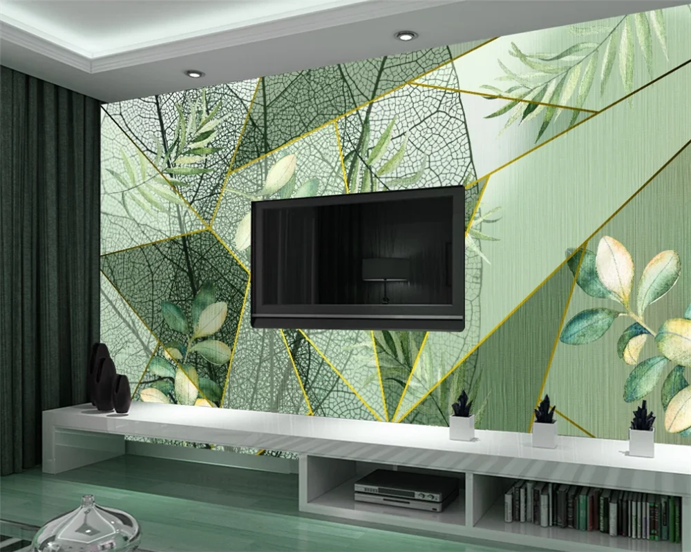 Personalizado mural papel de parede 3d fresco plantas tropicais moderno geométrico minimalista fundo da parede