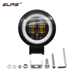 EURS 3inch LED Headlights DRL Angel eyes Spotlight Accessories headlamp 20W LED Motorcycle Spot 2000lm Halo Ring White Red Blue