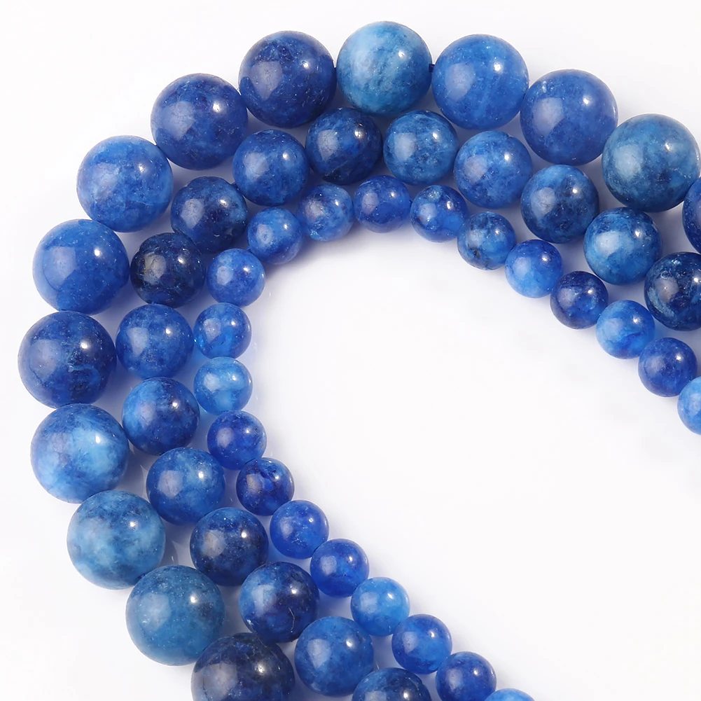 6/8/10mm Blue Kyanite Jades Stone Beads Loose Spacer Round Beads for Jewelry Making DIY Findings Bracelet Necklace 15