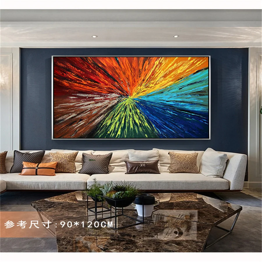 Handmade Oil Painting On Canvas Colorful Abstract Paint Wall Art Picture Modern Palette Paintings For Home Office Decoration