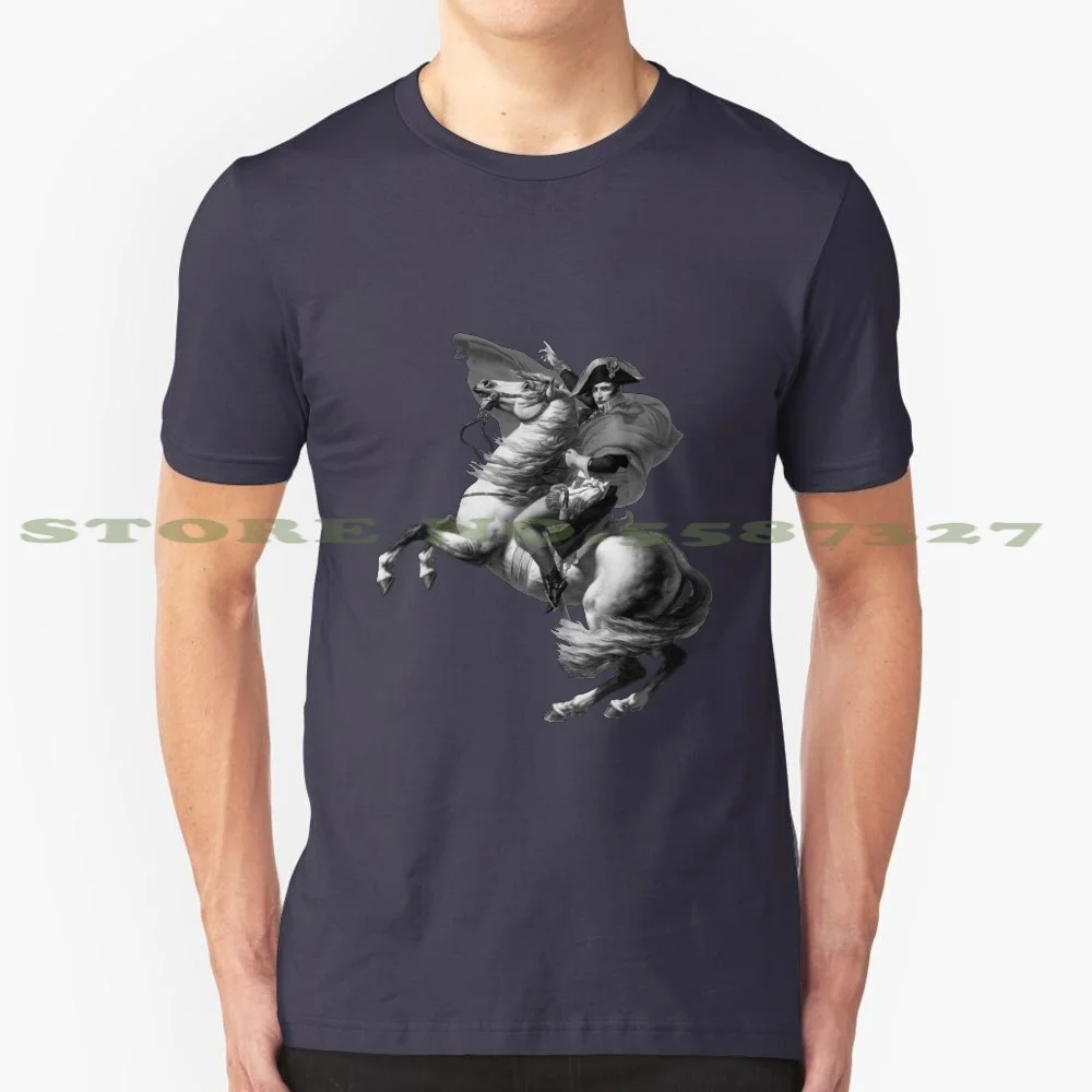 Napoleon On His Horse-Black & White 100% Pure Cotton T-Shirt Napoleon Horse History Military Cavalry General French Black White