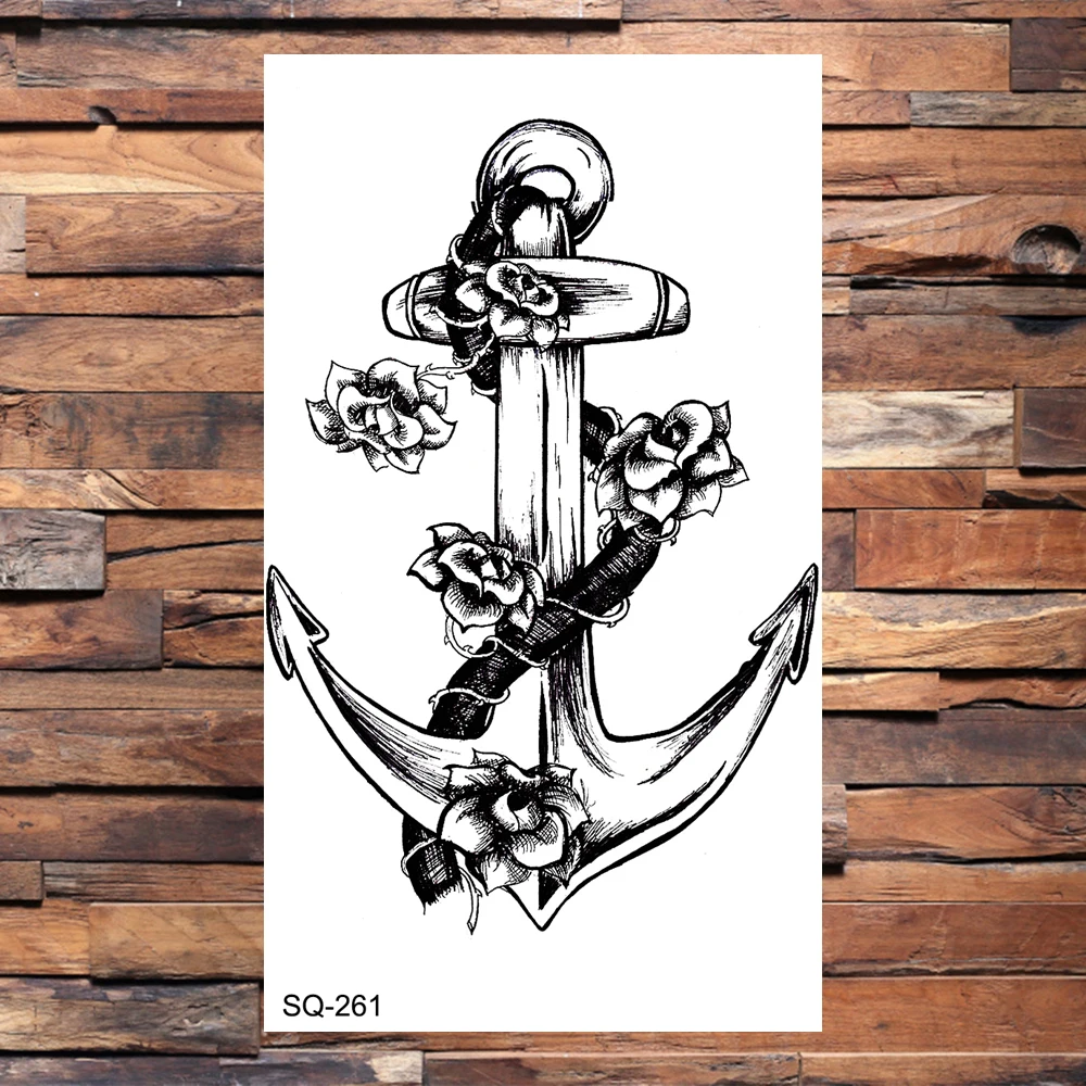 Anchor Compass Temporary Tattoos For Men Adults Realistic Infinity Flower Pirate Fake Tattoo Sticker Back Body Tatoos Hot Sale