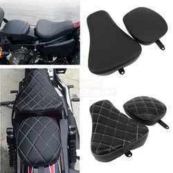 Motorcycle Black Front Rear Seat Cushion Cover Passenger Driver Pillow Solo Seat For Harley Sportster XL1200 883 72 48 Parts