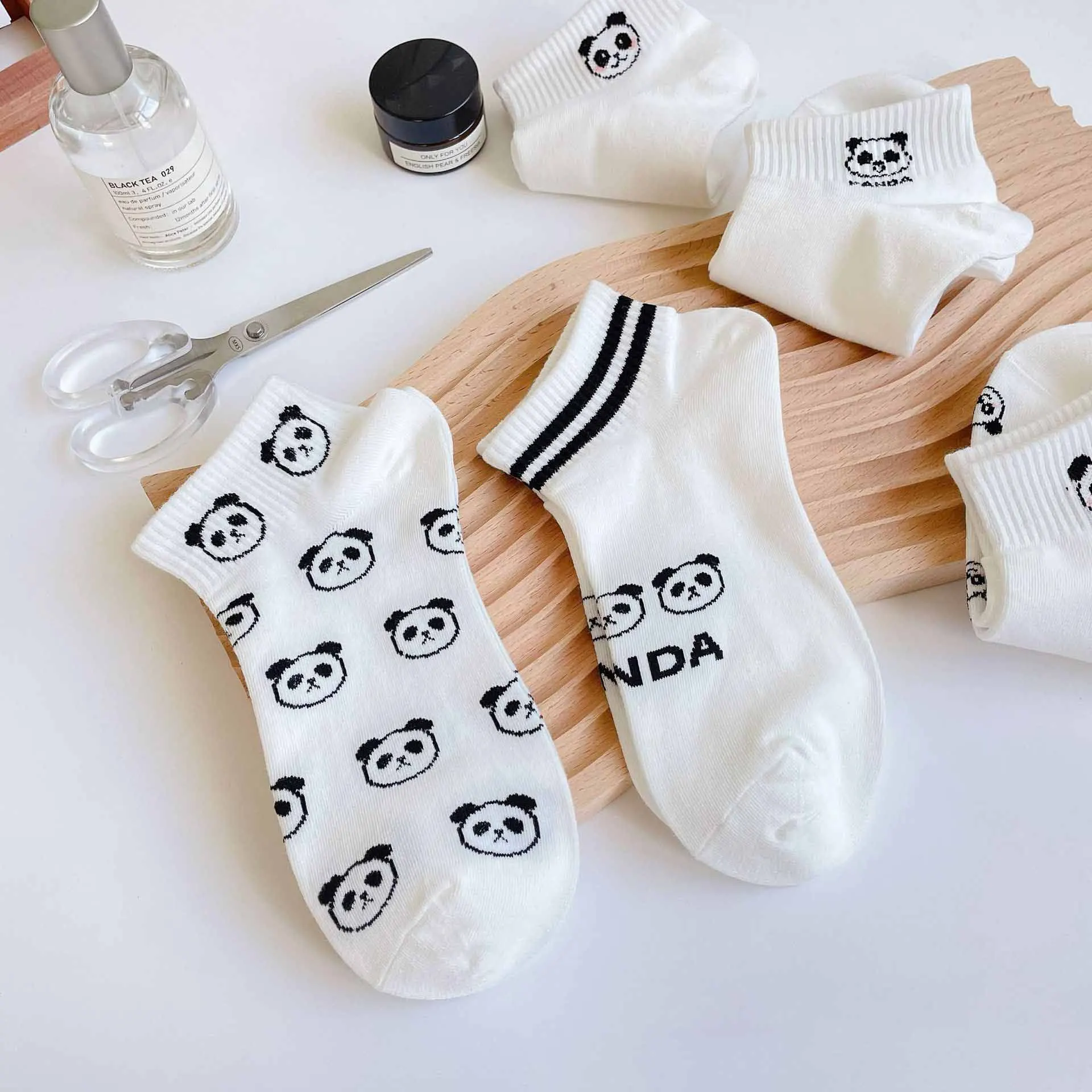 Women Socks Set Korean Style Funny Cat Dog Panda Low Cut Ankle Short Sox Happy Cute Ankle Soks Cute Animal Spring Moda Feminina