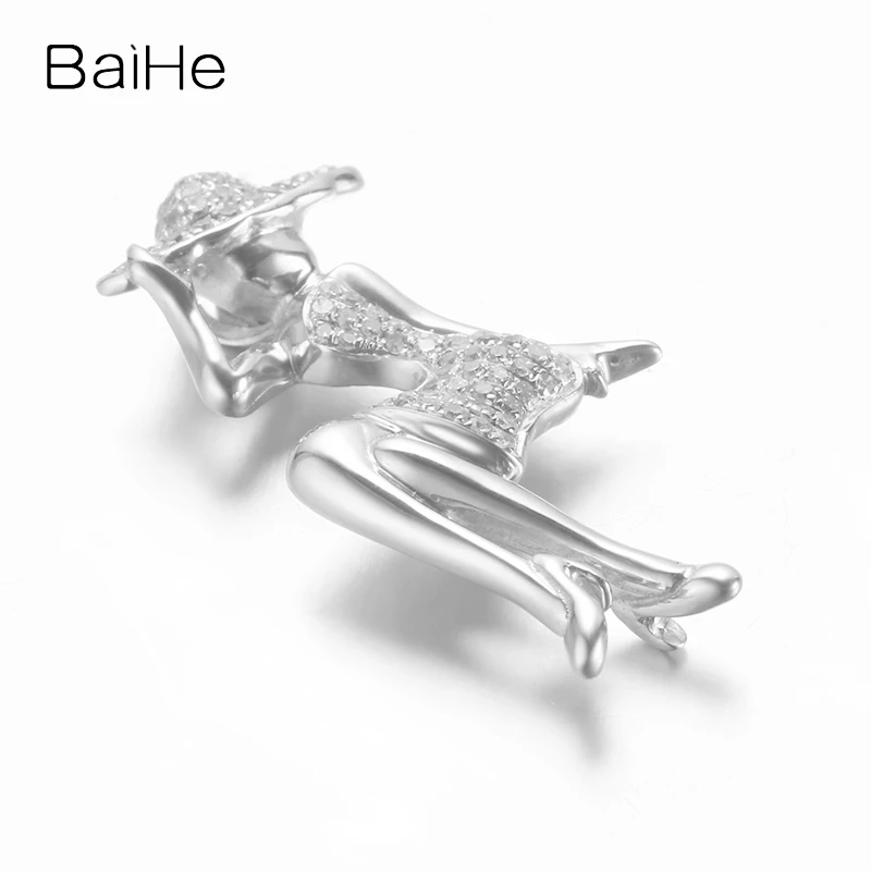 BAIHE Sterling Silver 925 H/SI Natural Diamond Summer Girl Pendant Women Trendy Fine Jewelry Making Pingente Garota Verão