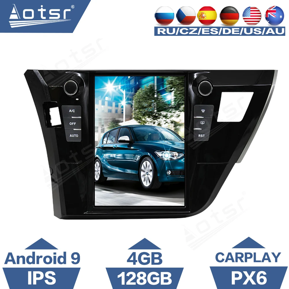 

4 + 128G для Toyota Corolla 11 2013-2017 Android автомобильный мультимедийный плеер PX6 Tesla стиль радио Carplay GPS навигация стерео