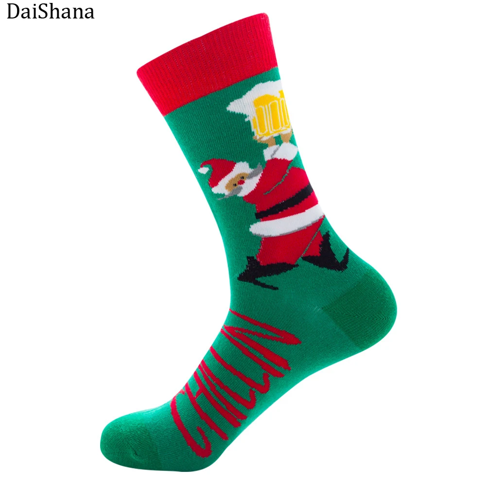 DaiShana-Calcetines de algodón de Navidad para hombre y mujer, calcetín Unisex de otoño, invierno, Año Nuevo, Papá Noel, árbol de Navidad, nieve,