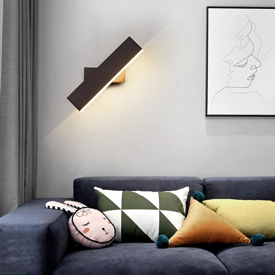 Applique murale LED en aluminium, design nordique moderne et réglable, lumière blanche ou marron, avec interrupteur, idéal pour la maison, les