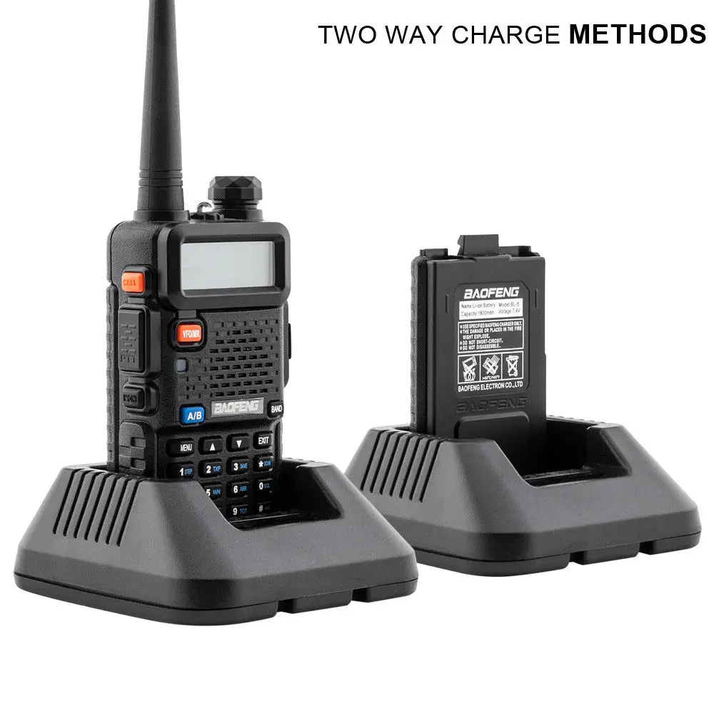 Baofeng UV-5R لاسلكي تخاطب مزدوج عرض الفرقة UV5R المحمولة 5 واط UHF VHF اتجاهين راديو UV 5R HF جهاز الإرسال والاستقبال صندوق البيع بالتجزئة