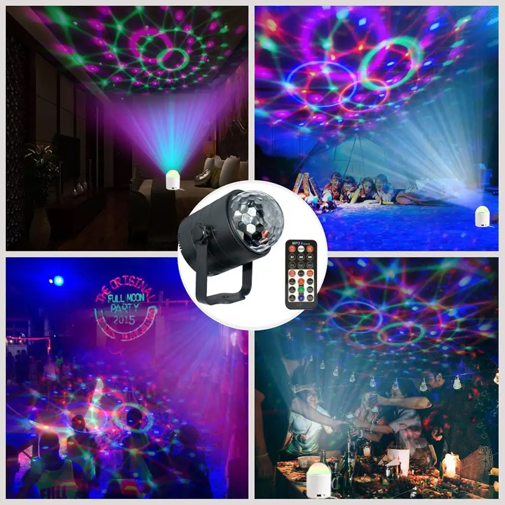 Usb Bluetooth Sterren Moons Podium Verlichting Bar Led Disco Projector Lichten Kerst Room Decor Remote Voice Control Rgb Strobe Light