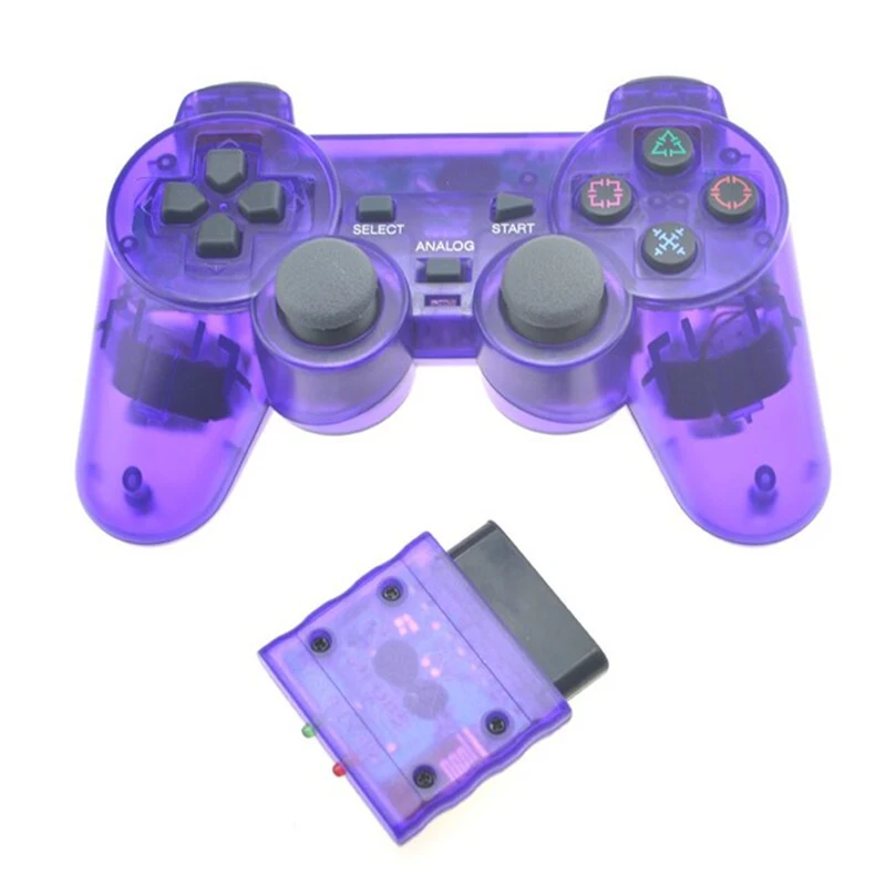 Transparent Color Bluetooth Wireless Gamepad Controller For Sony PS2 2.4G Vibration Controle For Plastation 2 Joystick