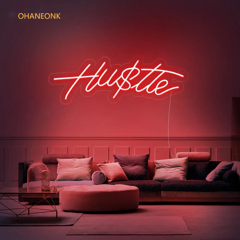 OHANEONK Hustle LED Neon Sign Light Letter Name Logo Personalized Neon Sign Custom For Party Wedding Home Decorative